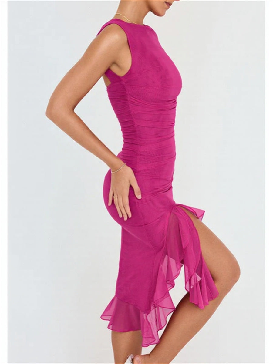 Sleeveless Ruffle Midi Dress