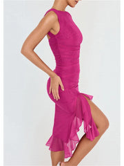 Sleeveless Ruffle Midi Dress