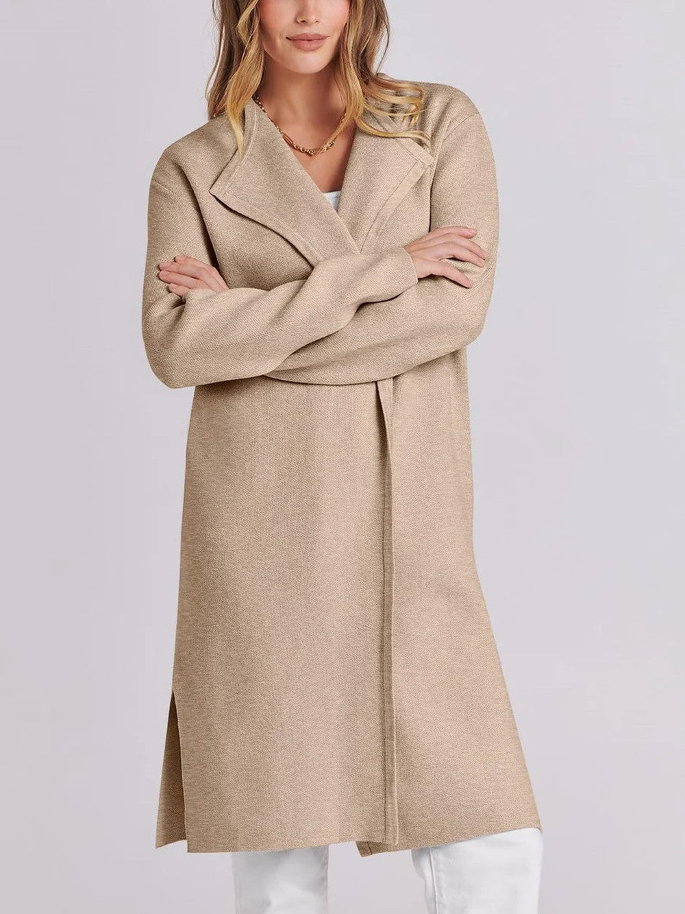 Women's Casual Side Slit Knit Cardigan