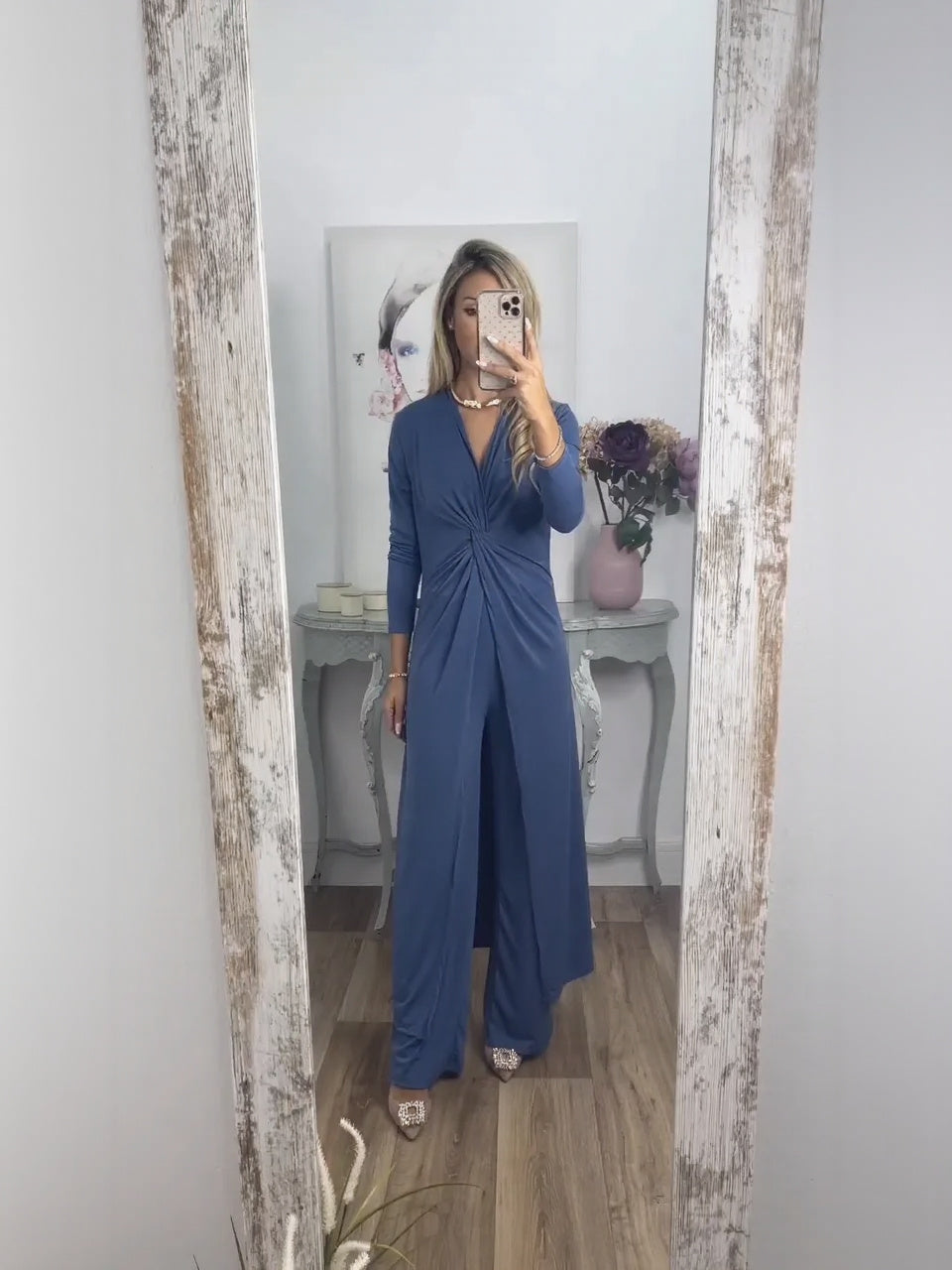 Casual 2 Pieces Suit With Long Top Matching Trouser