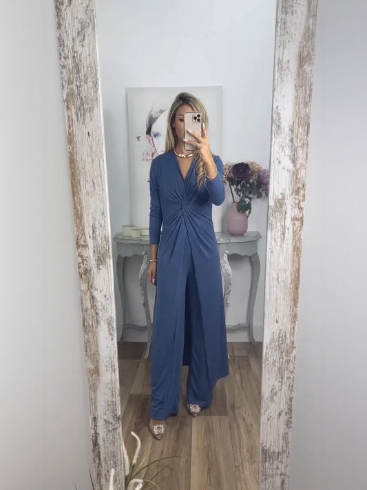 Casual 2 Pieces Suit With Long Top Matching Trouser