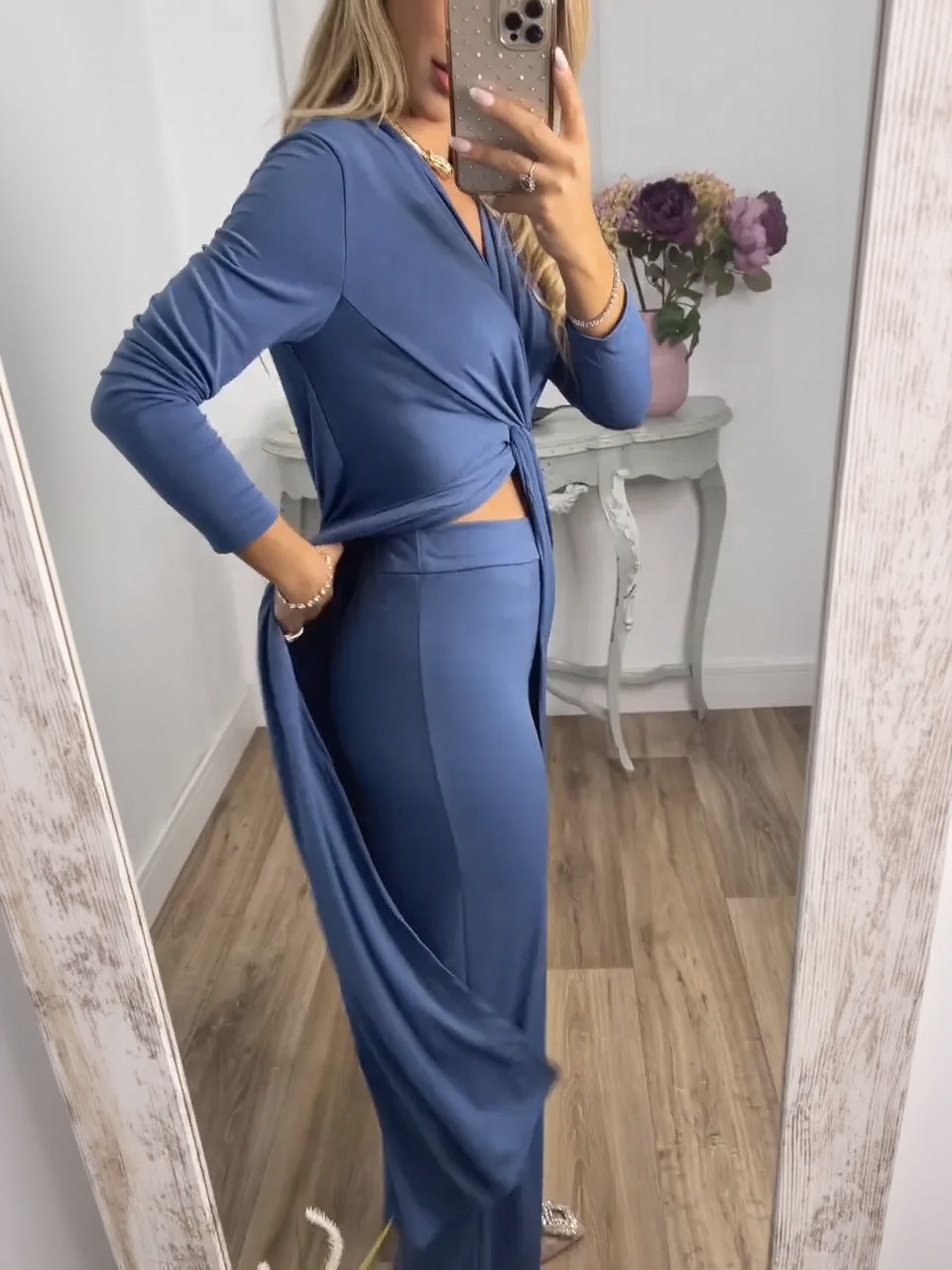 Casual 2 Pieces Suit With Long Top Matching Trouser