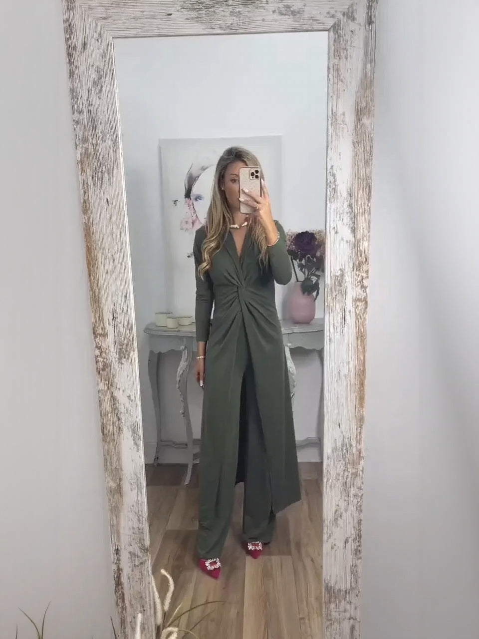 Casual 2 Pieces Suit With Long Top Matching Trouser