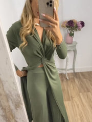 Casual 2 Pieces Suit With Long Top Matching Trouser