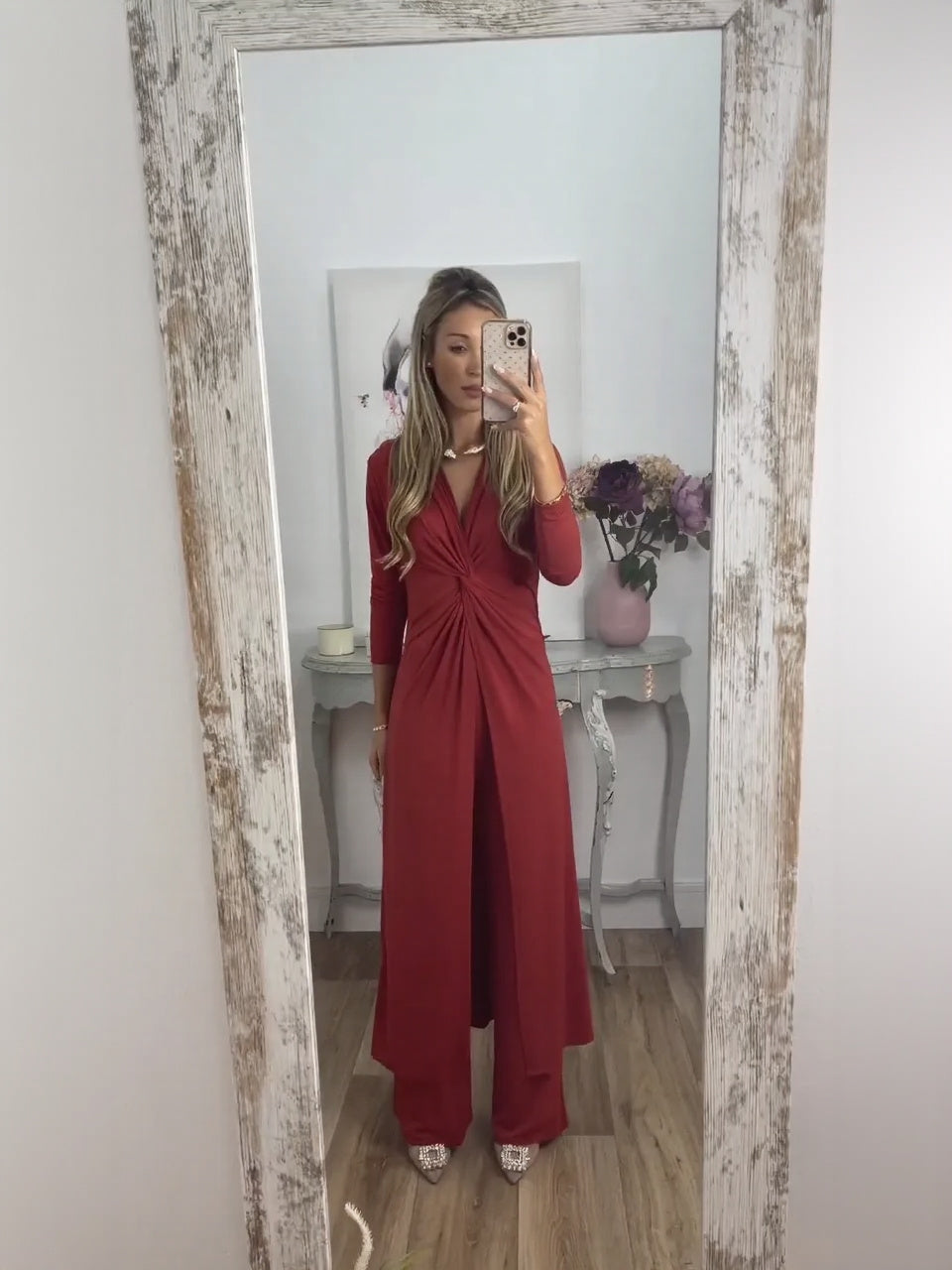 Casual 2 Pieces Suit With Long Top Matching Trouser
