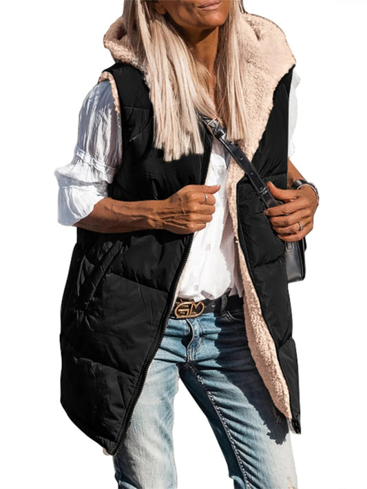 Women's Reversible Fleece Hooded Vests