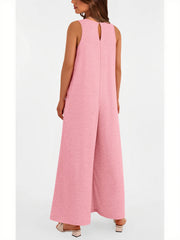 Women's Casual Wide Strap Sleeveless Tank Top V Neck Wide Leg Jumpsuit
