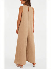 Women's Casual Wide Strap Sleeveless Tank Top V Neck Wide Leg Jumpsuit