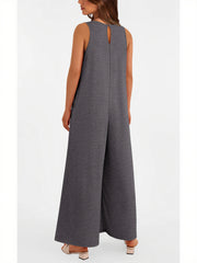 Women's Casual Wide Strap Sleeveless Tank Top V Neck Wide Leg Jumpsuit