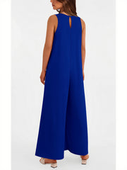 Women's Casual Wide Strap Sleeveless Tank Top V Neck Wide Leg Jumpsuit