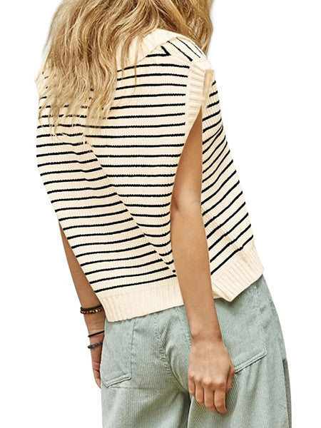 Women's V-Neck Sleeveless Striped Top
