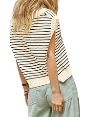 Women's V-Neck Sleeveless Striped Top