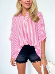 Women's Oversized Striped Button-down Shirt