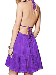 Women's Bohemian Style Spliced Backless Short Beach Dresses