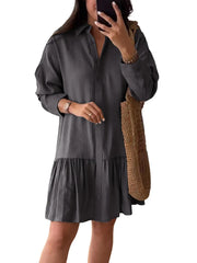Women's Fashion Loose Button Down Shirt Dress