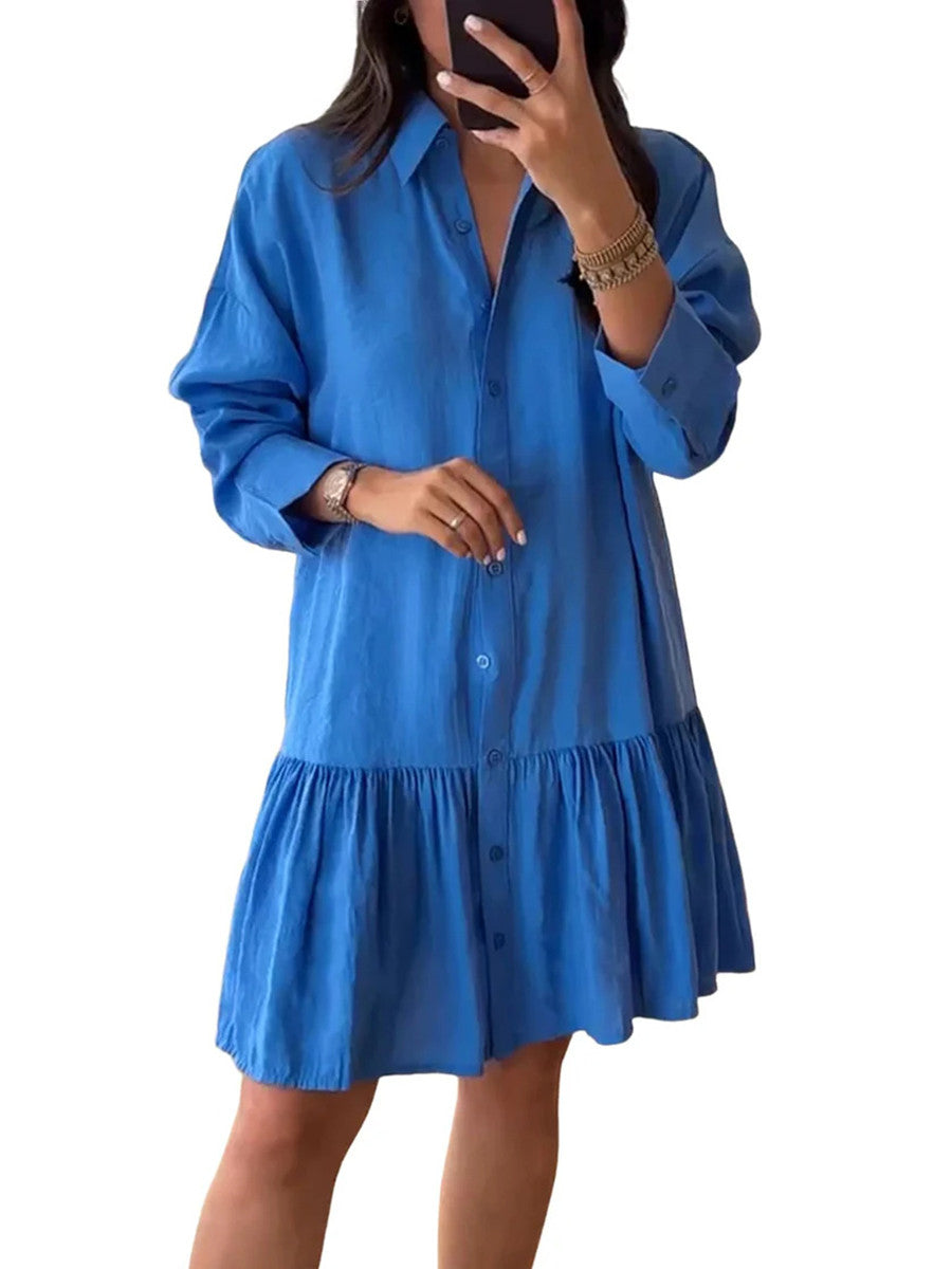 Women's Fashion Loose Button Down Shirt Dress