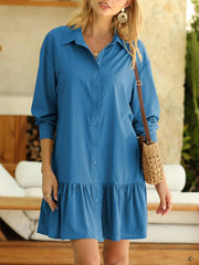 Women's Fashion Loose Button Down Shirt Dress