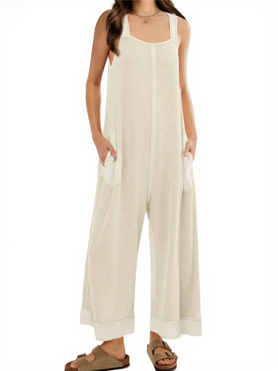 Women's Waffle Knit Wide Leg Jumpsuits