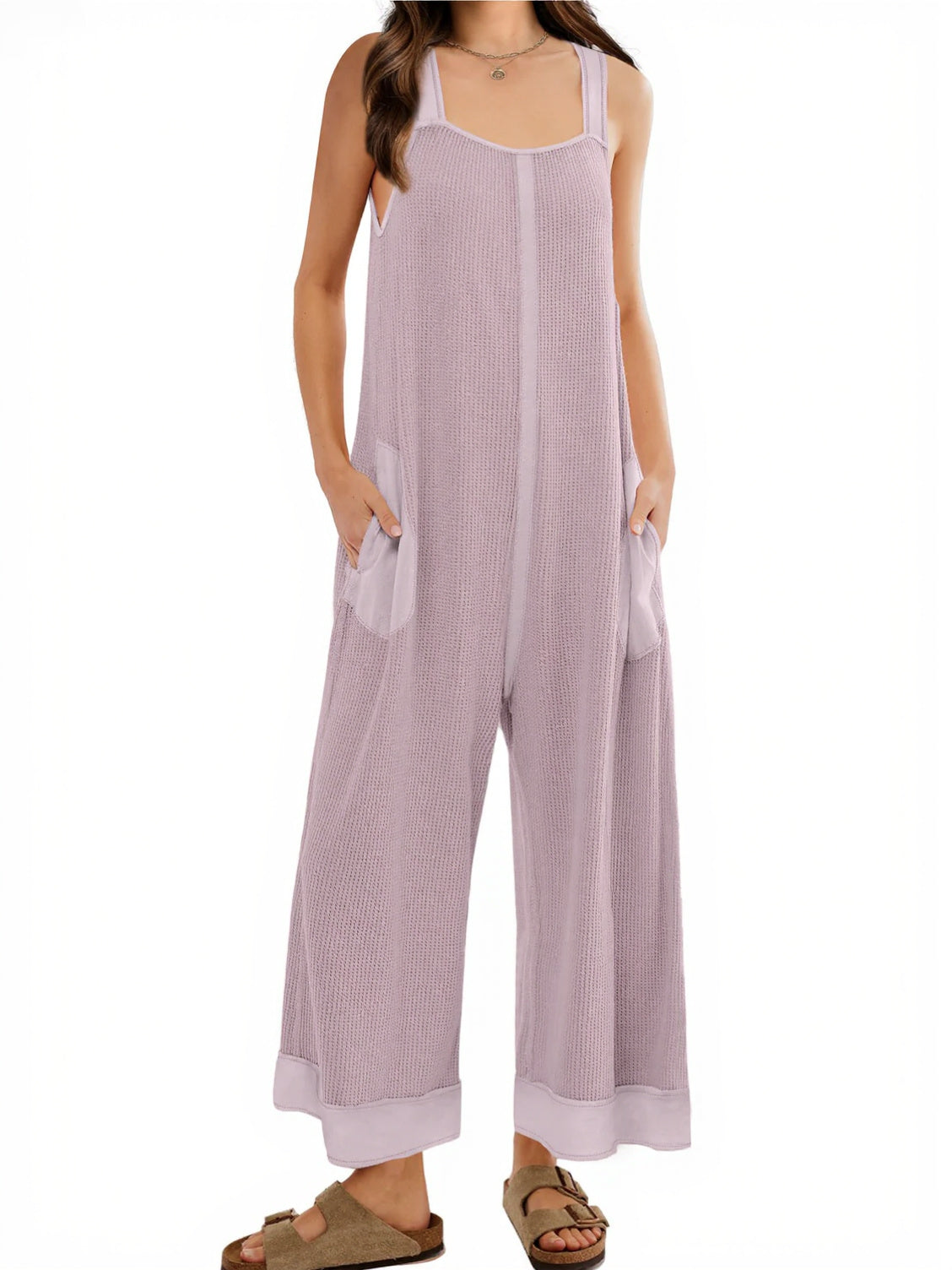 Women's Waffle Knit Wide Leg Jumpsuits