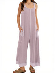 Women's Waffle Knit Wide Leg Jumpsuits