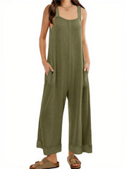 Women's Waffle Knit Wide Leg Jumpsuits