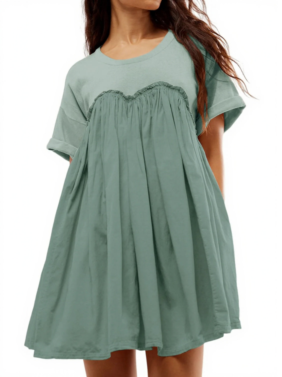Women's Summer Pleated Babydoll Dress with Pockets