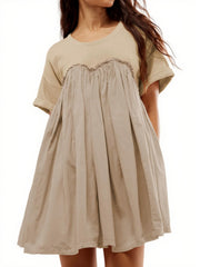 Women's Summer Pleated Babydoll Dress with Pockets