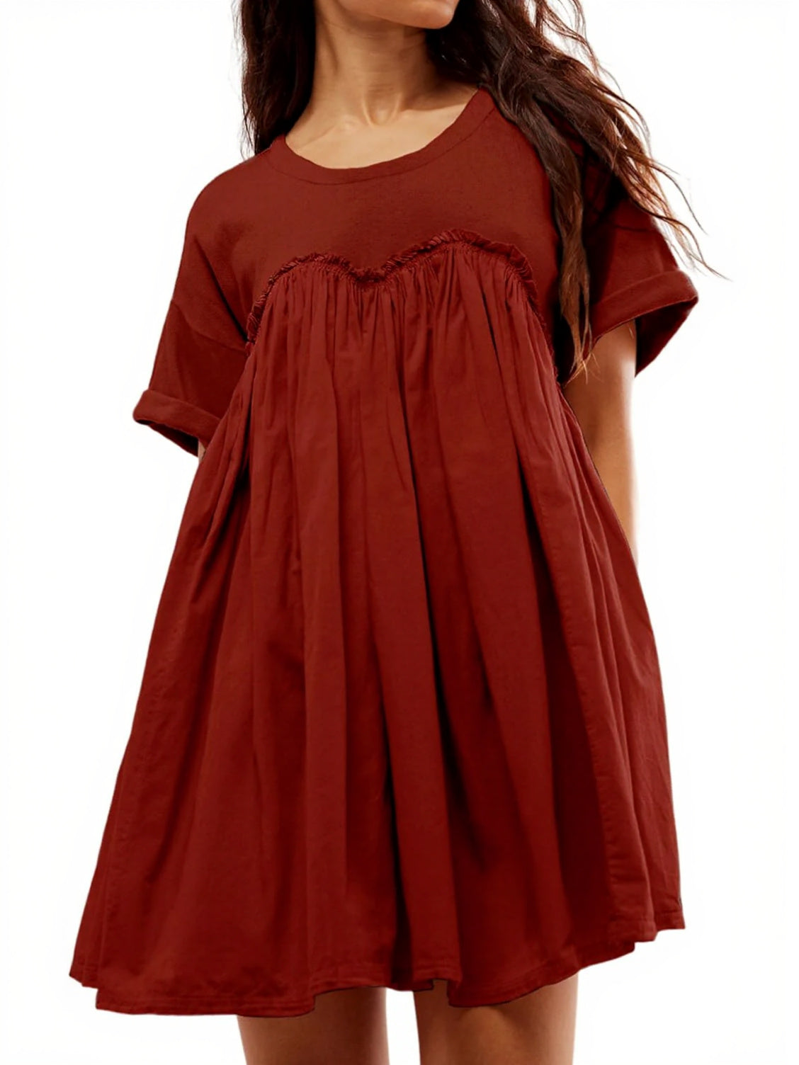 Women's Summer Pleated Babydoll Dress with Pockets