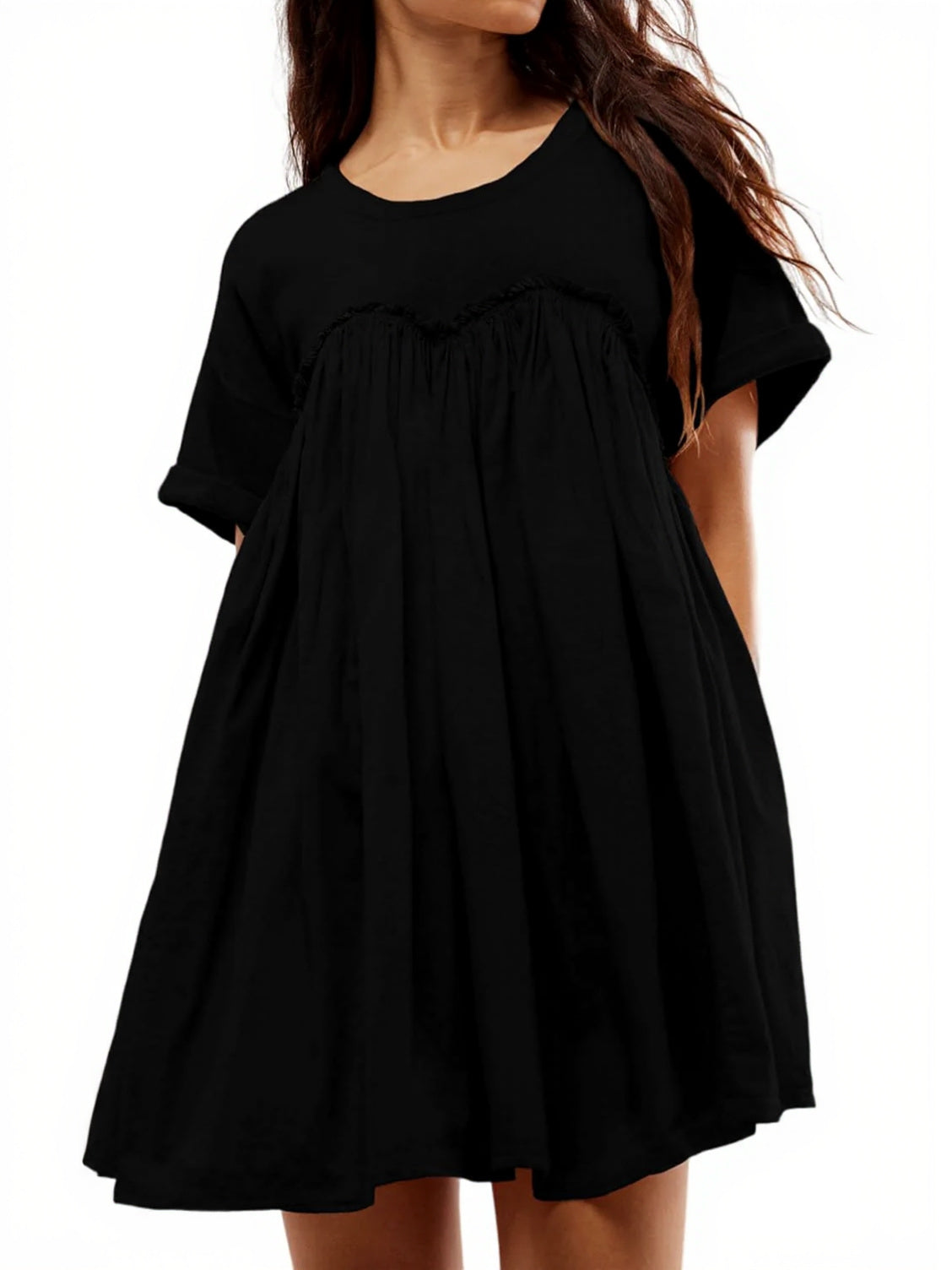 Women's Summer Pleated Babydoll Dress with Pockets