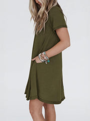 Women's Short Sleeve Soft T Shirt Dress With Pockets