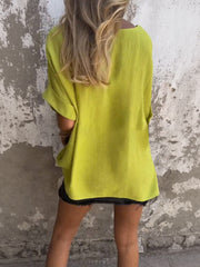 Women's V-neck Mid-sleeve Casual Top