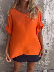 Women's V-neck Mid-sleeve Casual Top