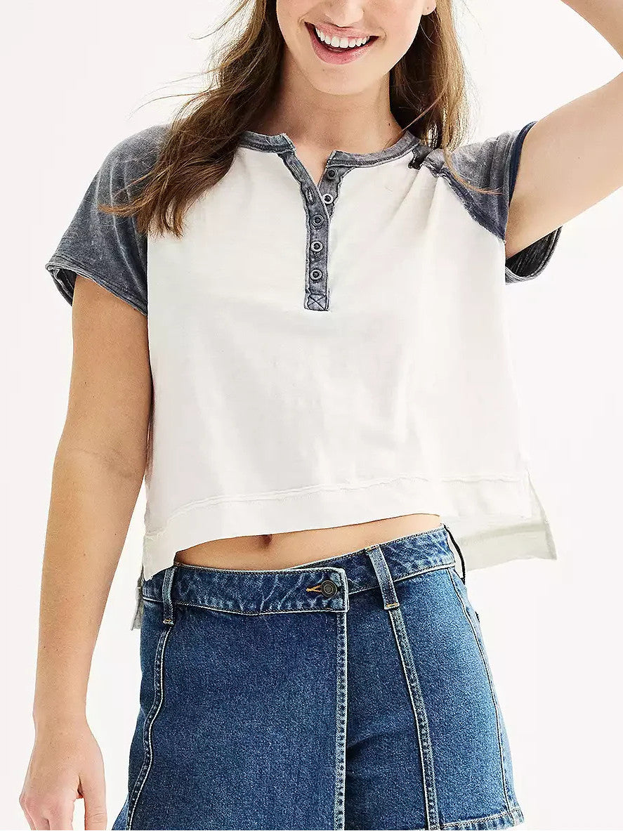 Women's Raglan Sleeve Henley T-Shirt