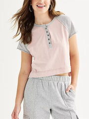 Women's Raglan Sleeve Henley T-Shirt