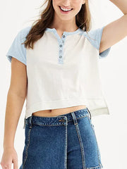 Women's Raglan Sleeve Henley T-Shirt