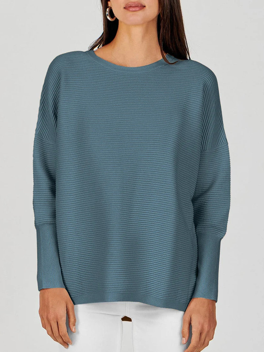 Women's Batwing Long Sleeve Ribbed Knit Sweater