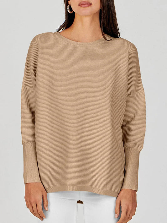 Women's Batwing Long Sleeve Ribbed Knit Sweater