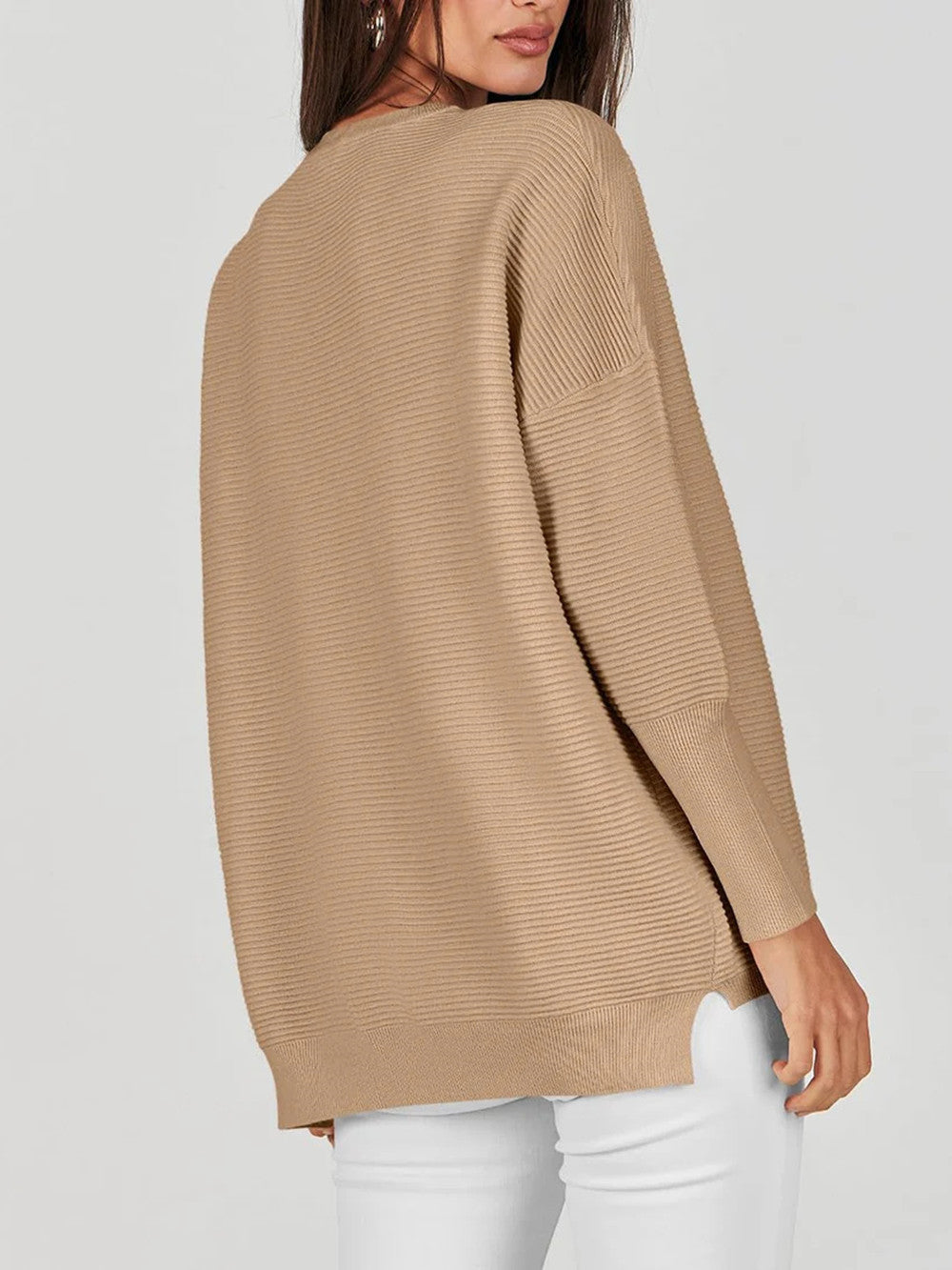 Women's Batwing Long Sleeve Ribbed Knit Sweater