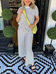 Women's Casual Striped Two Piece Set