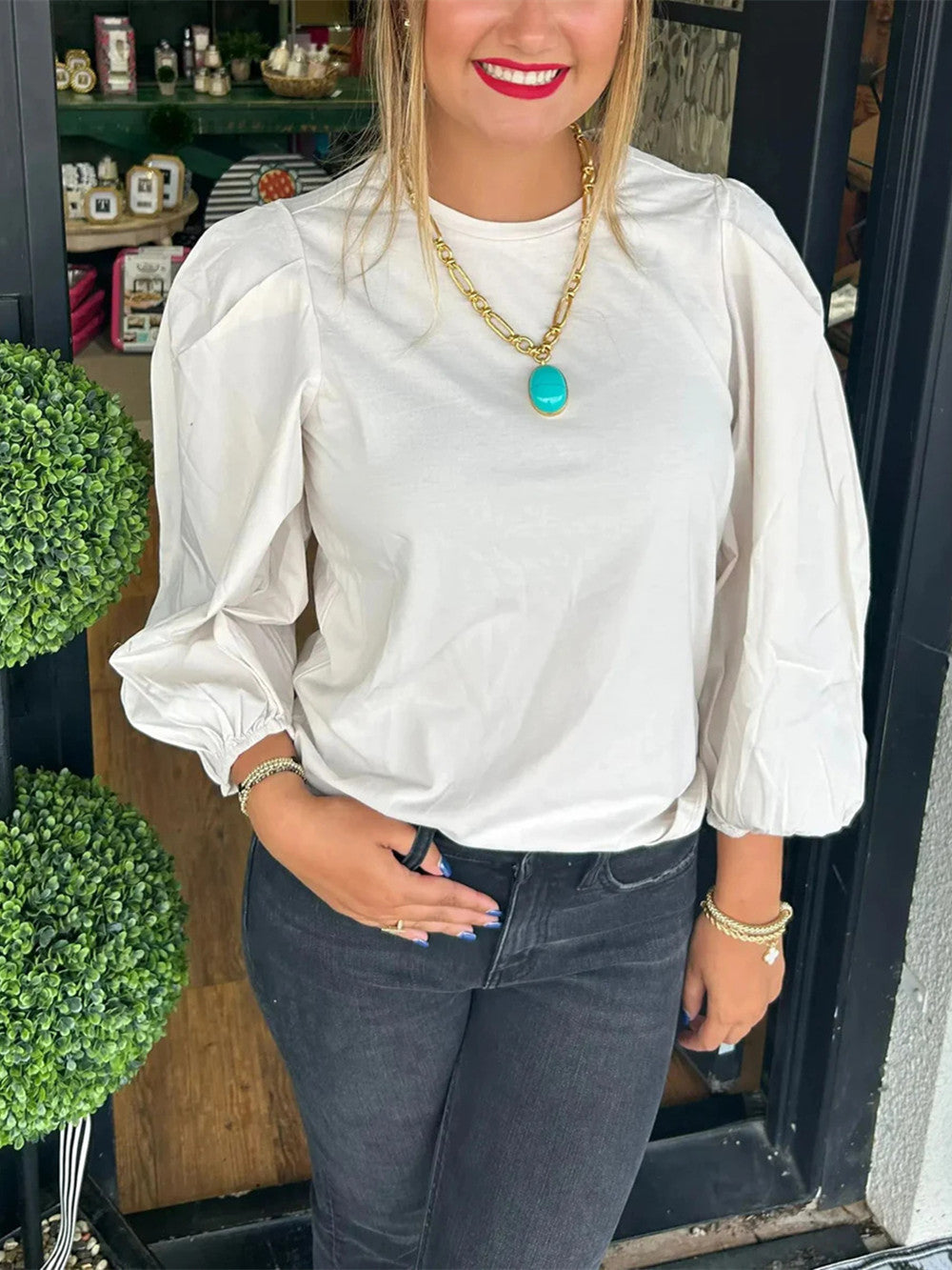 Women's Poplin Long Sleeve Tops