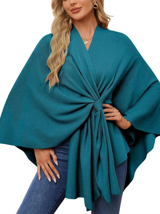 Women's Shawl Wraps Soft Open Front Poncho Sweater