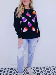 Women's Candy Corn Sequin Embellished Sweatshirt