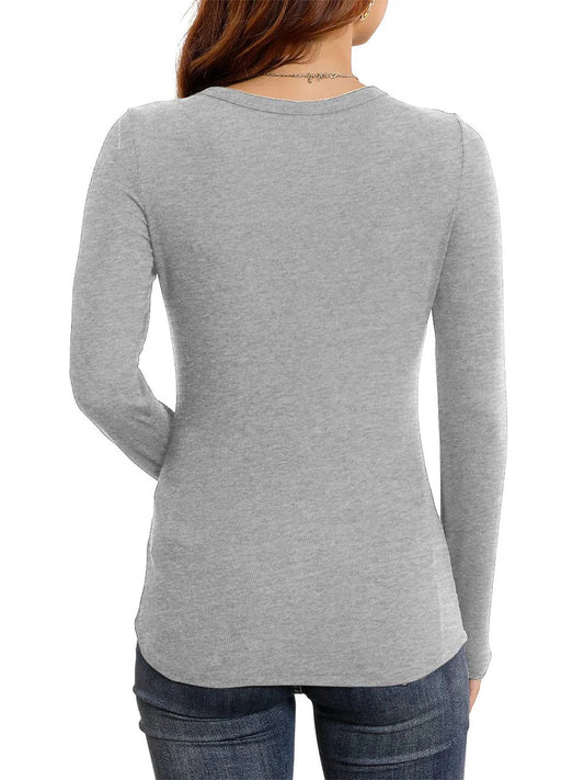 Round Neck Stretch Slim Ribbed Basic Shirts