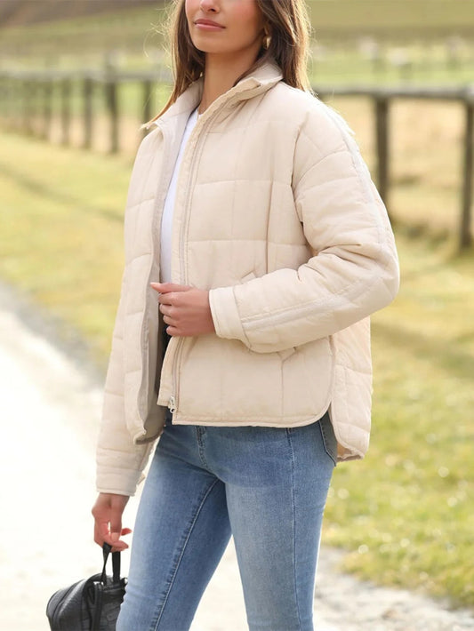 Women's Oversized Splice Quilted Lightweight Puffer Jacket