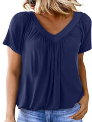 Women's Casual Short Sleeve V Neck Basic T-shirts