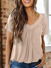 Women's Casual Short Sleeve V Neck Basic T-shirts