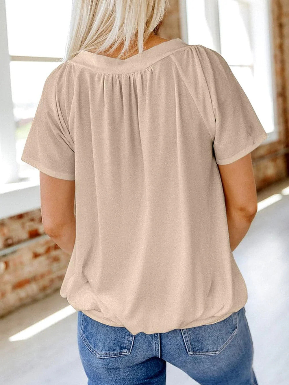 Women's Casual Short Sleeve V Neck Basic T-shirts