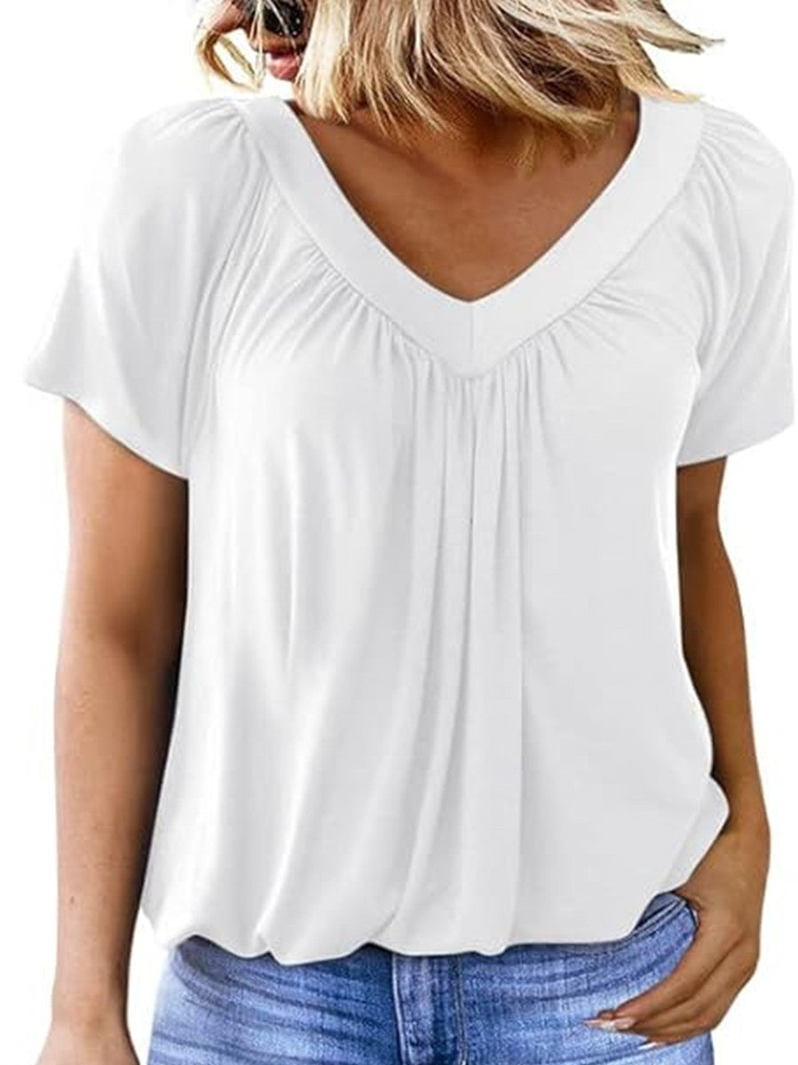 Women's Casual Short Sleeve V Neck Basic T-shirts