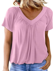 Women's Casual Short Sleeve V Neck Basic T-shirts