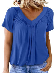 Women's Casual Short Sleeve V Neck Basic T-shirts